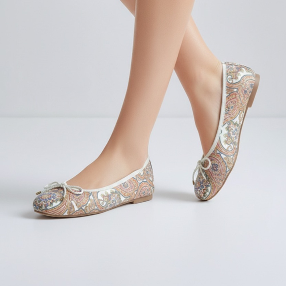 Paul Mayer Mint Green Glitter Ballet Flats with Bow